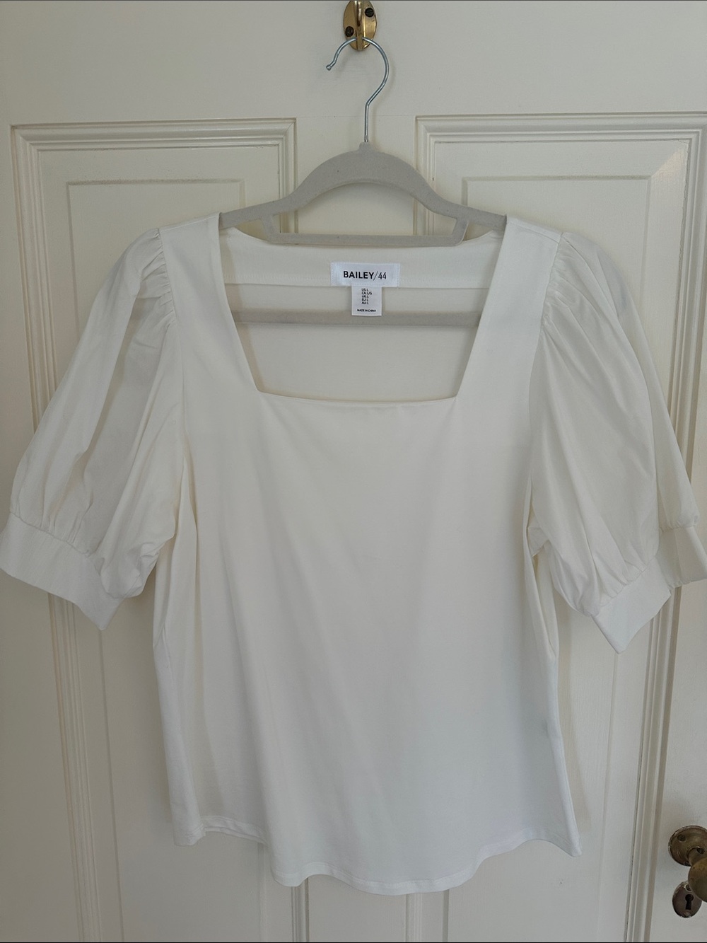 Bailey 44 Cream Square-Neck Puff-Sleeve Blouse